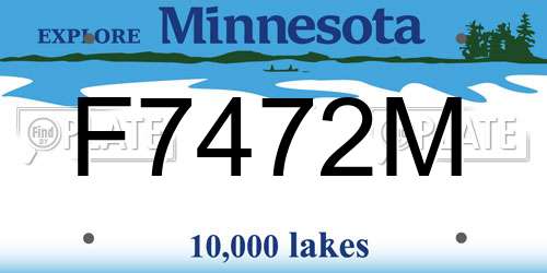 F7472M Minnesota License Plate