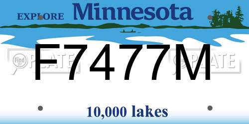 F7477M Minnesota License Plate