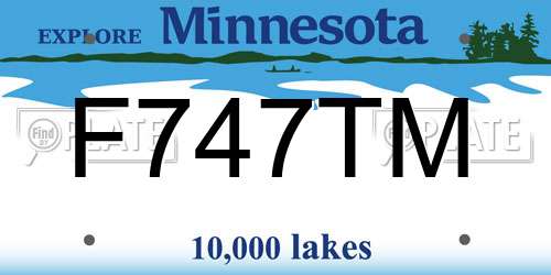 F747TM Minnesota License Plate
