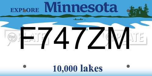 F747ZM Minnesota License Plate