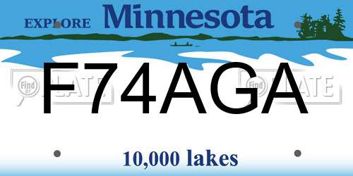 F74AGA Minnesota License Plate