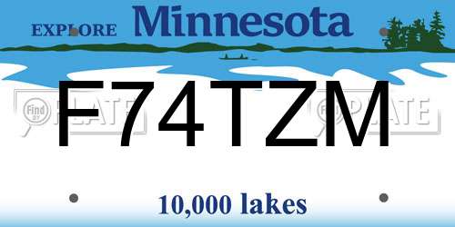 F74TZM Minnesota License Plate