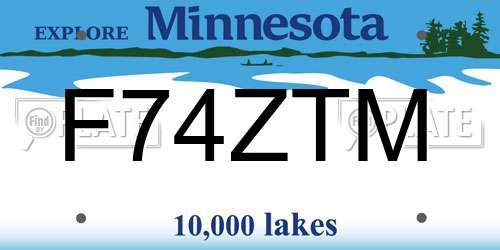 F74ZTM Minnesota License Plate