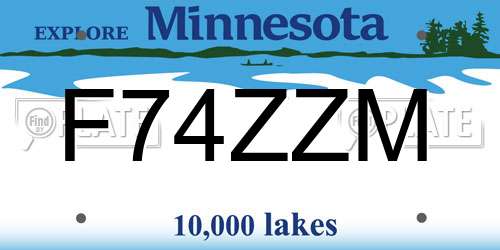 F74ZZM Minnesota License Plate