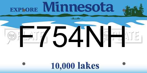 F754NH Minnesota License Plate