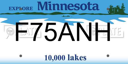 F75ANH Minnesota License Plate