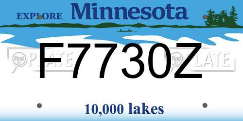 F7730Z Minnesota License Plate