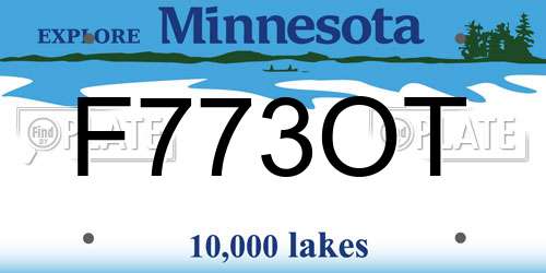 F773OT Minnesota License Plate