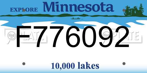 F776092 Minnesota License Plate