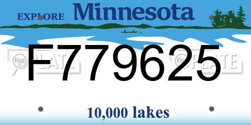 F779625 Minnesota License Plate