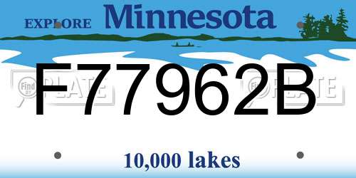 F77962B Minnesota License Plate