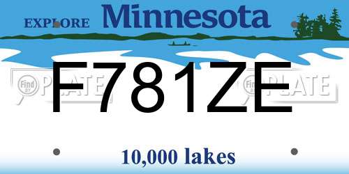 F781ZE Minnesota License Plate