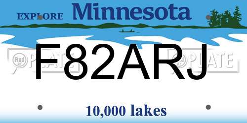 F82ARJ Minnesota License Plate