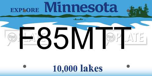 F85MTT Minnesota License Plate