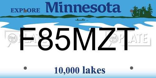 F85MZT Minnesota License Plate