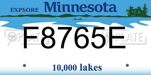 F8765E Minnesota License Plate