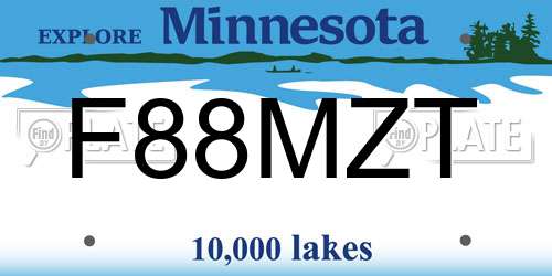 F88MZT Minnesota License Plate