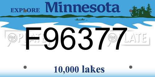 F96377 Minnesota License Plate