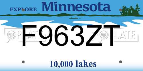 F963ZT Minnesota License Plate
