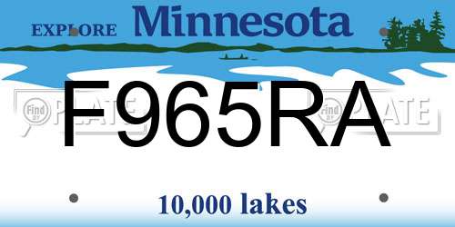 F965RA Minnesota License Plate