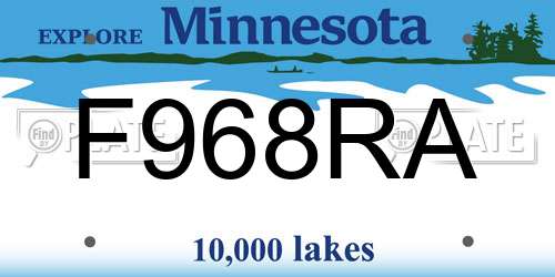 F968RA Minnesota License Plate