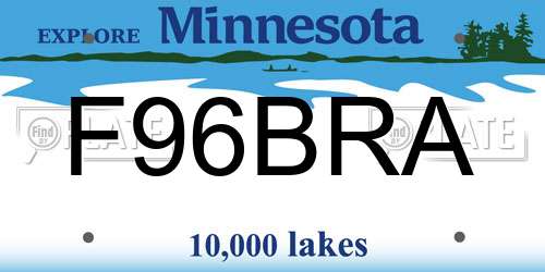 F96BRA Minnesota License Plate
