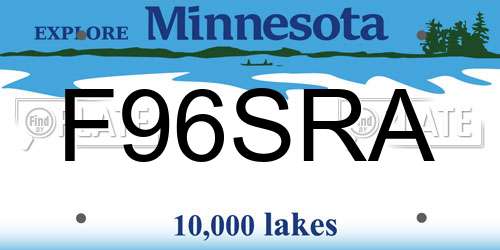 F96SRA Minnesota License Plate