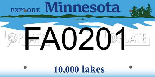 FA0201 Minnesota License Plate