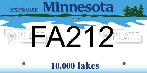 FA212 Minnesota License Plate