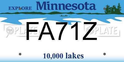 FA71Z Minnesota License Plate
