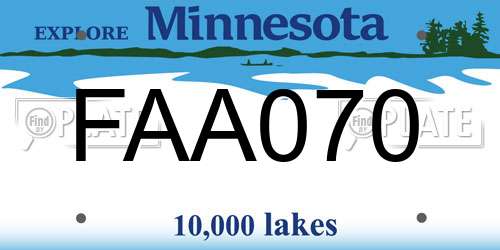 FAA070 Minnesota License Plate