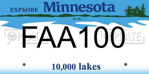 FAA100 Minnesota License Plate