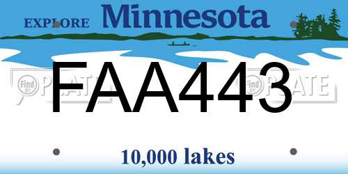 FAA443 Minnesota License Plate