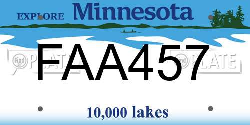 FAA457 Minnesota License Plate