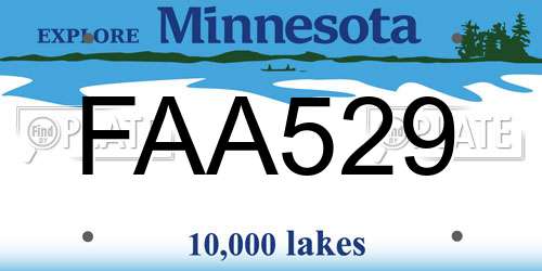 FAA529 Minnesota License Plate