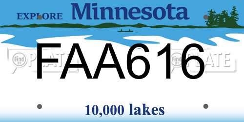 FAA616 Minnesota License Plate