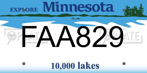 FAA829 Minnesota License Plate