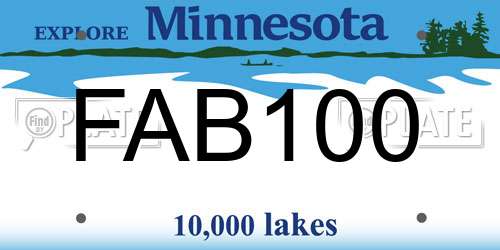 FAB100 Minnesota License Plate