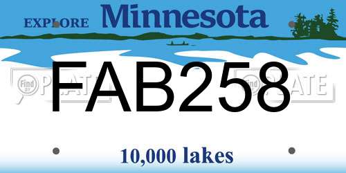 FAB258 Minnesota License Plate