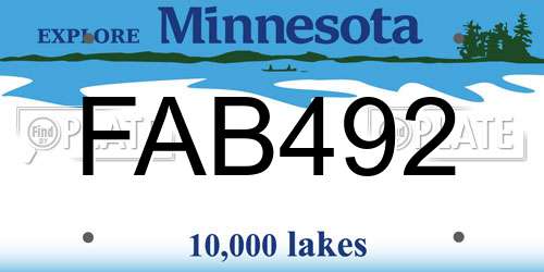 FAB492 Minnesota License Plate