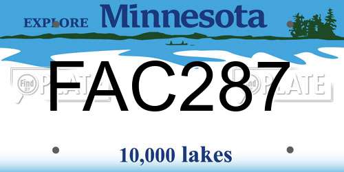 FAC287 Minnesota License Plate