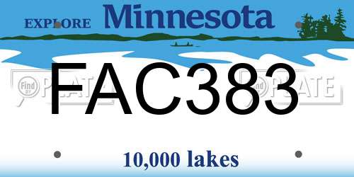 FAC383 Minnesota License Plate