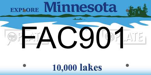 FAC901 Minnesota License Plate