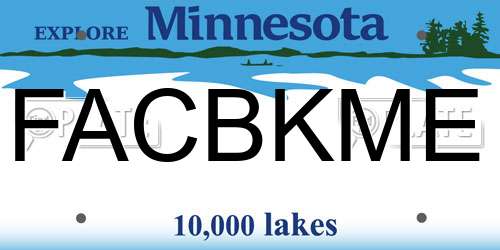 FACBKME Minnesota License Plate