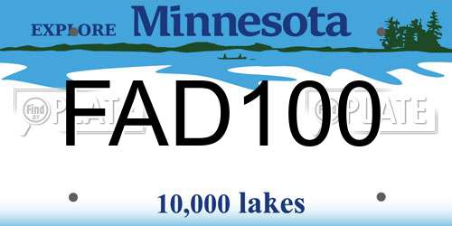 FAD100 Minnesota License Plate