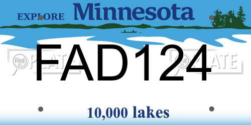 FAD124 Minnesota License Plate