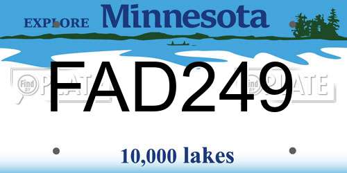 FAD249 Minnesota License Plate