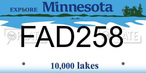 FAD258 Minnesota License Plate