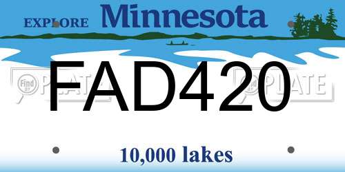 FAD420 Minnesota License Plate