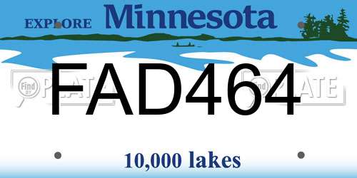 FAD464 Minnesota License Plate